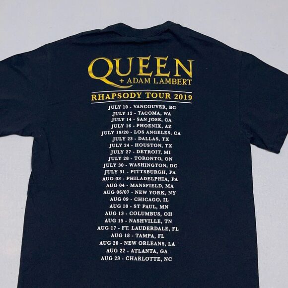 Queen + Adam Lambert T-Shirt Medium 2019 Band Tee Concert Tour Graphic Black - Picture 8 of 9